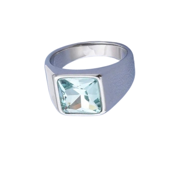 Other - New Stainless Steel Ring Size 11 Light Blue Cubic Zirconia Stone